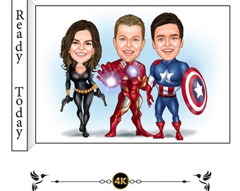 Custom Avengers Superhero Caricature Personal Cartoon Portrait