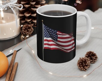 American Flag Mug: Patriotic Coffee Cup, Gift for Veterans (11oz)