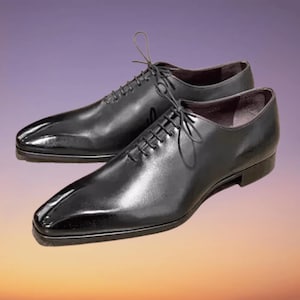 Handmade Men’s Classic Black Suede & Leather Oxford Shoes