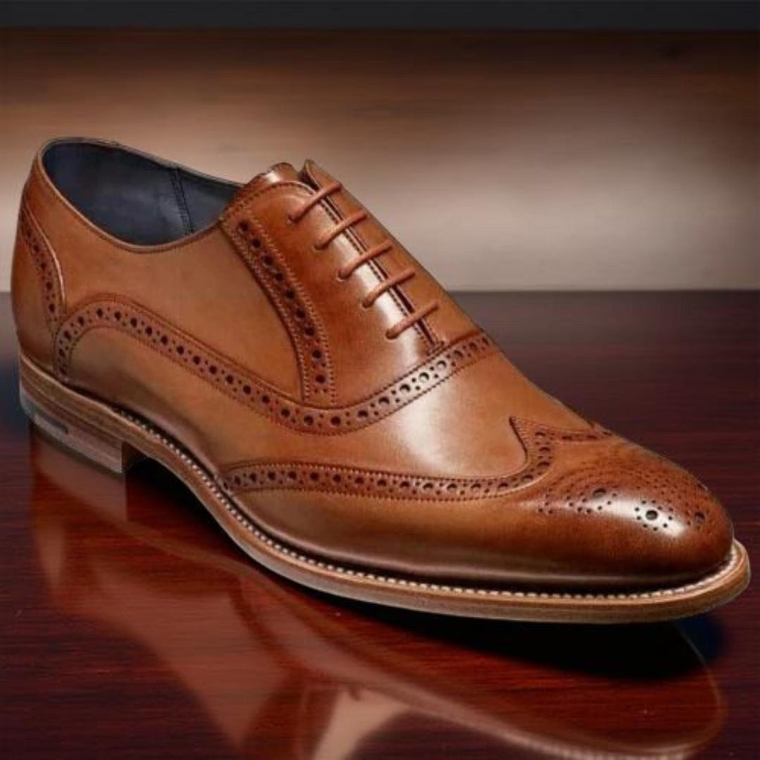 Handmade Men s Brown Wingtip Brogue Leather Dress Shoes Classic Brown Handmade Men s Brown Wingtip Brogue Leather Dress Shoes Classic Brown