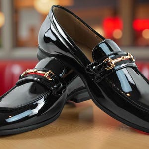 Loafers Men Vintage Patent - Etsy display picture 1