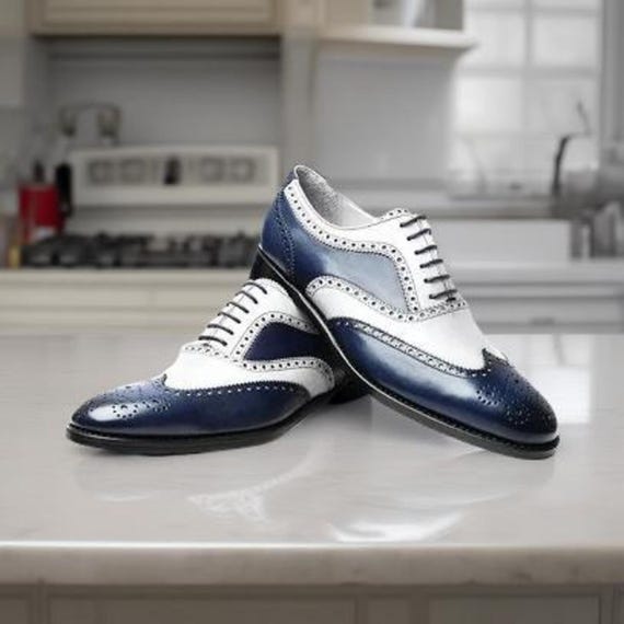 blue and white dress shoes men Handmade Men's Navy Leather Wingtip Brogue -Formal & Stylish gender:Womens Color:Green/Silver* City Chic Women's Simone Custom Orders Custom orders