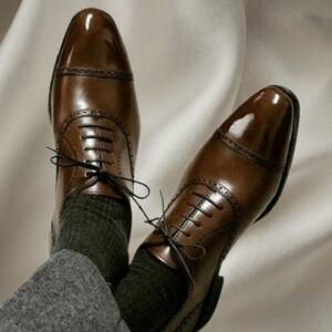 Handmade Men’s Brown Leather Oxford Shoes – Formal & Casual Wear
