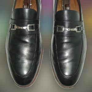 Handmade Mens Horse Bit Loafers – Black Leather with Leather Soles SHOES