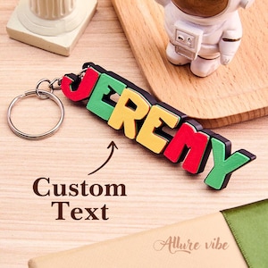 Gepersonaliseerde 3D-cartoon sleutelhanger met naam - gepersonaliseerd cadeau voor de start van het schooljaar voor kinderen of leraren. Leuke tashanger of sleutelhanger.