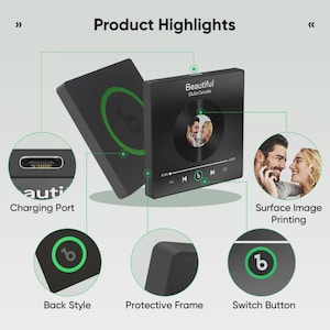 Kühlschrankmagnet mit individueller Karte und Musik und Text, personalisierter rahmenloser Spotify-Songmagnet, Geschenk zum Valentinstag, Jahrestag, für lange Distanzen