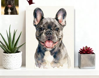 Custom Pet Portrait, Watercolor Painting from Photo, Personalized Memorial Art, Dog Lover Gift