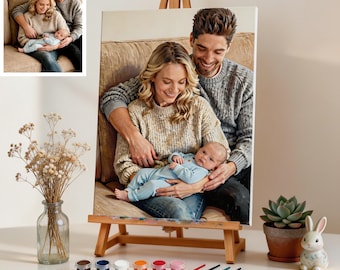 Custom Photo Paint by Numbers Kit, Personalized Portrait Artwork For Familys,Photo to Acrylic Painting Kit,DIY Gift For Her