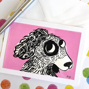 Lindo cartão de felicitações para cães impresso à mão