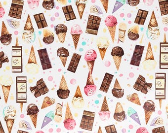 Inpakpapier Ice Cream Delight - Cadeaupapier met snoepjes, feestartikelen, verjaardag, babyshower, decoraties voor de feestdagen