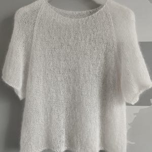 Airy Mohair Blouse, Silky Tee Sweater, Women HandKnit Pullower, Handknit T-Shirt, Pastel Sweater,knitted Mohair Sweater,Soft & Cozy, Silk