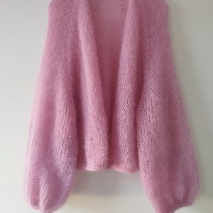 Dusty Rose Pink Mohair Cardigan, Women HandKnit Cardigan, Mohair Wool Cardigan, Fluffy Knitted Mohair Cardigan, Soft & Cozy, Wedding, Airy