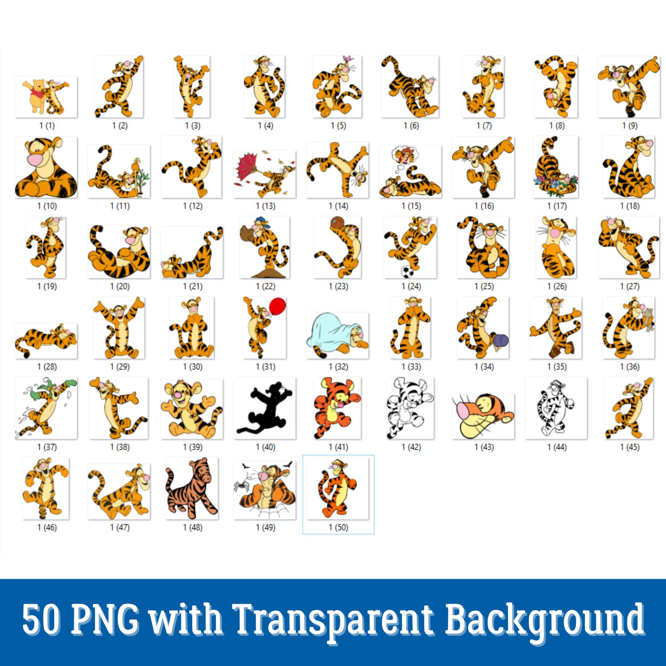 Tigger Vector Graphics Simple 50 Designs Tigger SVG Plus PNG Clipart Bundle for Cricut Silhouette and ...