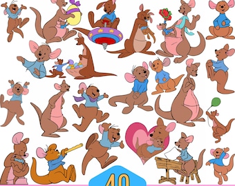 40 designer Kanga och Roo SVG plus PNG Clipart-paket för Cricut Silhouette och andra, direktnedladdning