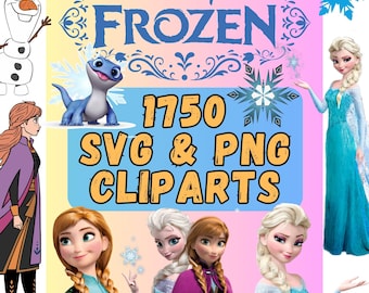 Frozen Elsa and Friends SVG PNG Clipart Bundle Alphabet Cricut (Digital Download)