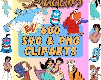 Aladdin SVG PNG Clipart Bundle Alfabet Cricut (digital nedladdning)