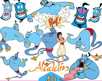 40 designer Genie SVG plus PNG Clipart-paket för Cricut Silhouette och andra, direktnedladdning