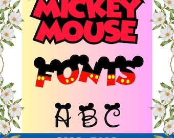 Tecknad Musse Pigg och vänner bokstäver alfabetet typsnitt | Cricut Clipart SVG-fil plus PNG