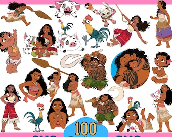 100 Designs Moana SVG plus PNG Clipart Bundle for Cricut Silhouette and others, Instant Download