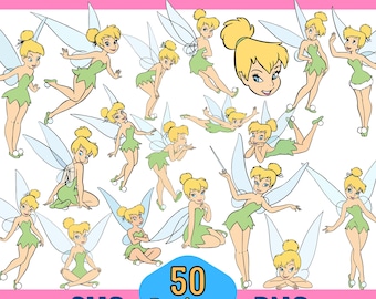 50 Designs Tinker Bell SVG plus PNG Clipart Bundle for Cricut Silhouette and others, Instant Download