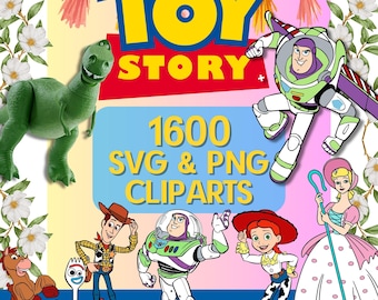 Toy Story SVG PNG-paket och alfabet, tecknad hjälte SVG, Cricut Silhouette Kids Clipart-filer, direktnedladdning