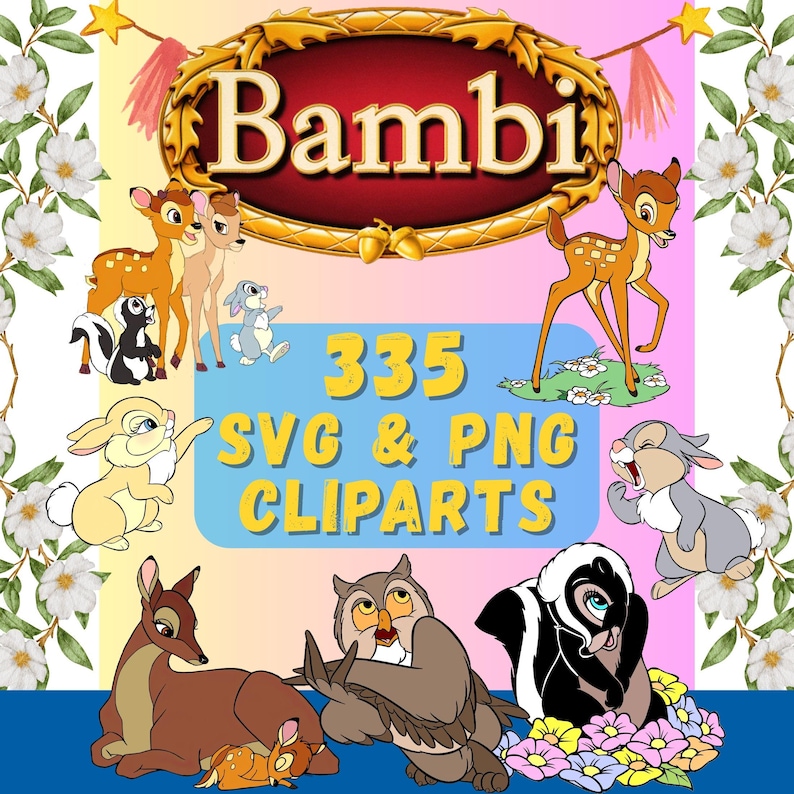 Bambi SVG PNG Bundle, Cartoon Bambi SVG, Cricut Silhouette Kids Clipart ...