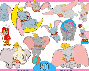 50 Designs Dumbo SVG plus PNG Clipart Bundle für Cricut Silhouette und andere, Instant Download