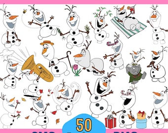 50 Designs Olaf SVG plus PNG Clipart Bundle für Cricut Silhouette und andere, Instant Download