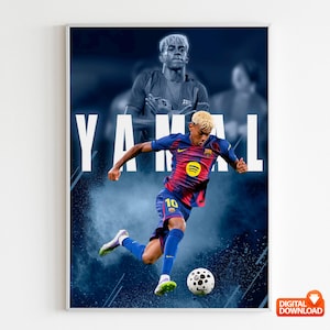 Póster de Lamine Yamal, Póster de leyenda del fútbol (Tamaño A3 300 ppp - Descarga digital)