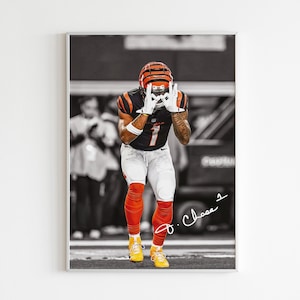 JaMarr Chase Poster, Signed Football Poster (Size A3 300 Dpi - Digital Download)