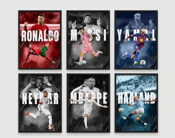 Soccer Stars Digital Poster Set: Ronaldo, Yamal, Neymar, Messi, Mbappe, (Digital Download A3 300 DPI)