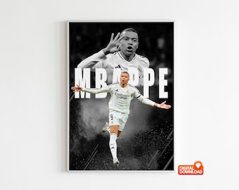 Kylian Mbappe Poster, Fußballlegende Poster (Größe A3 300 Dpi - Digital Download)