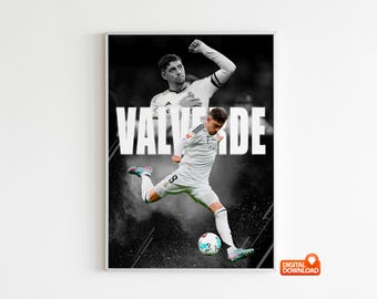 Federico Valverde Poster, Soccer Legend Poster (Size A3 300 Dpi - Digital Download)