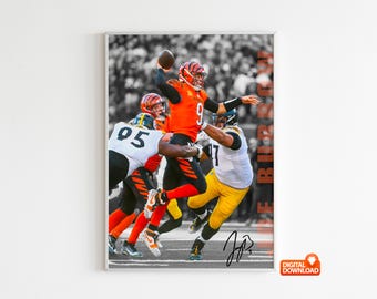 Pôster de Joe Burrow, pôster de futebol autografado (tamanho A3 300 Dpi - download digital)