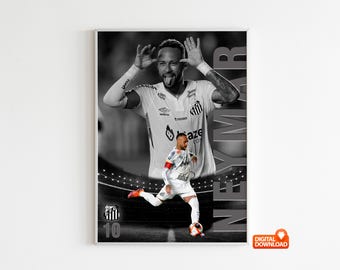 Neymar Poster Poster, Soccer Legend Poster (Size A3 300 Dpi - Digital Download)