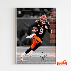 Pôster de Joe Burrow, pôster de futebol autografado (tamanho A3 300 Dpi - download digital)
