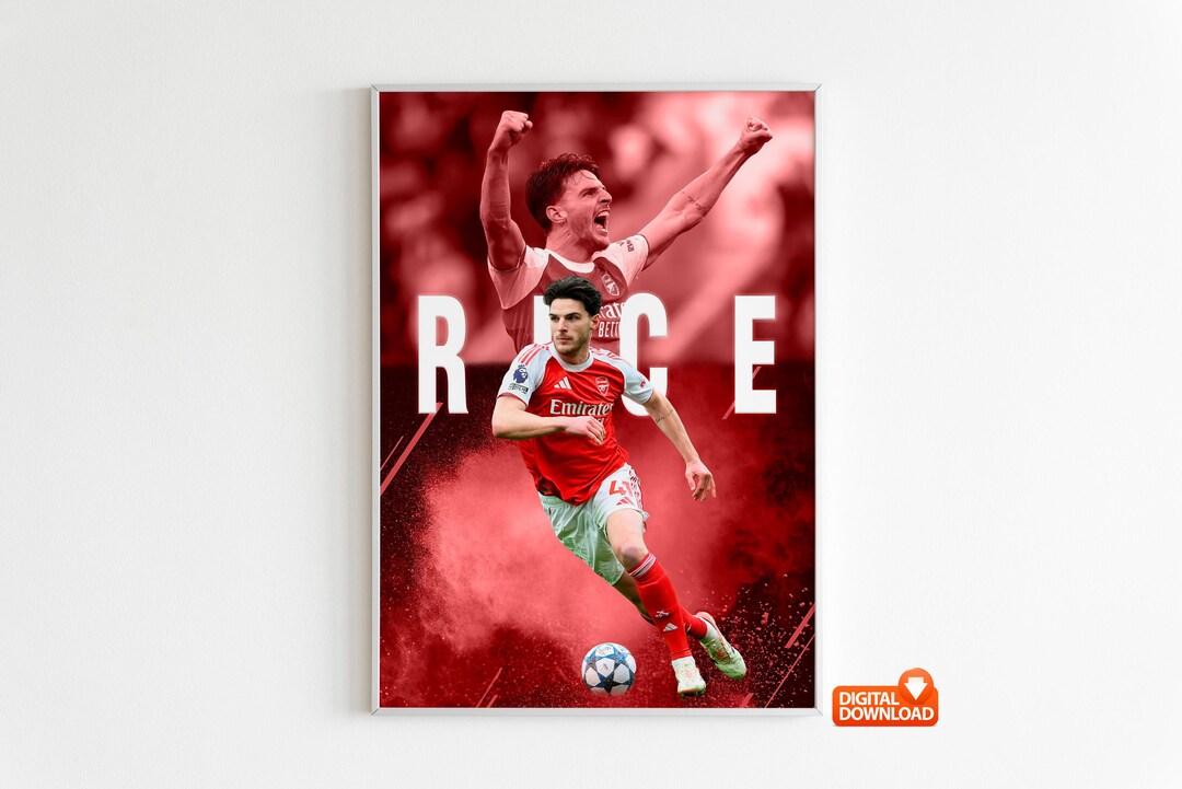 Declan Rice Poster, Soccer Legend Poster (size A3 300 Dpi - Digital ...