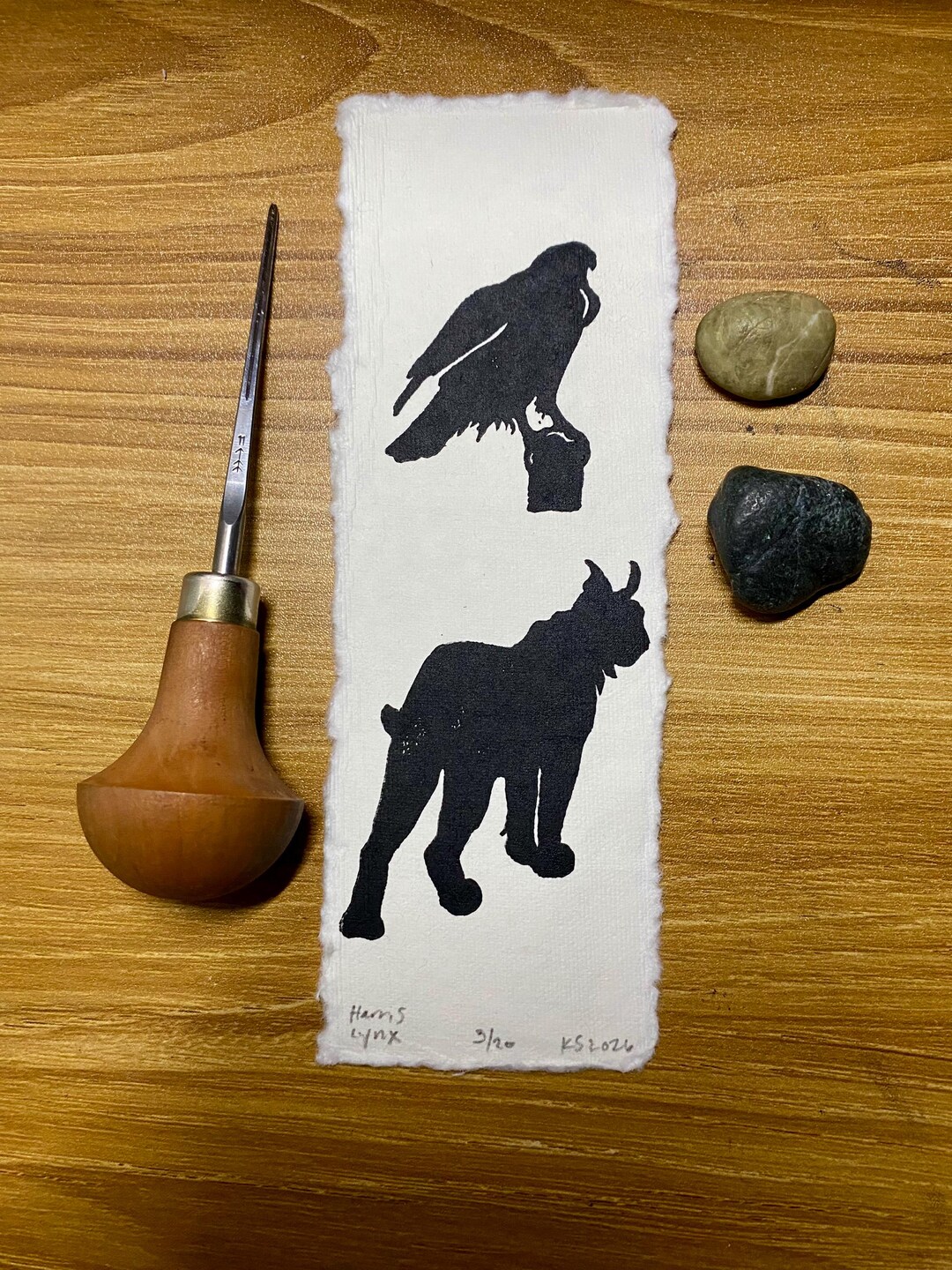 Lynx Rising Bookmark Harris and Lynx Linocut Mini Print Bookmark - Etsy