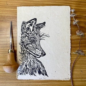 Stampa in linoleum, stampa in rilievo, mammifero, fauna selvatica, arte originale