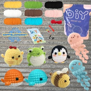 Crochet Kit: Beginner Animal Plushies DIY Craft Gift