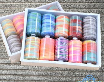 Set de hilos de poliéster degradados, 10 colores, para coser, bordar y acolchar.