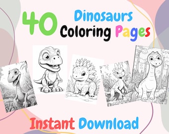 恐竜ぬりえ：子供向けの楽しい40ページ（デジタルダウンロード）