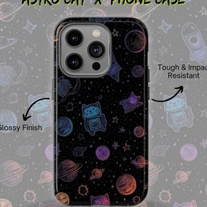 Astro Cat Phone Case for iPhone, Samsung, & Google Pixel Phones | iPhone 16, 15, 14 Pro Max | Google Pixel 7, 8, 9 Pro | Cute Cat Phone Case