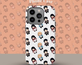 Attack on Titan Phone Case, Eren & Mikasa Cartoon, Anime Fan Art