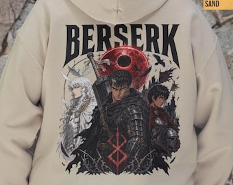 Sudadera con capucha de anime Berserk - Unisex, Sudadera con capucha de Guts, Griffith y Casca