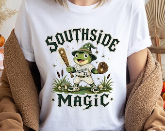 Southside Magic Shirt, Frog Wizard Baseball Tee, Fantasy Sports Mascot Shirt, Swamp Baseball Graphic Tee, Retro Medieval Frog Wizard Shirt