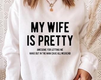 My Wife Is Pretty Awesome Shirt, Funny Husband Tee, Marriage Humor Gift for Him, Men’s Man Cave T Shirt, Husband Appreciation Father’s Day