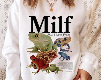 MILF Man I Love Frogs Funny Frog Shirt, Hilarious Amphibian Lover Tee, Colorful Frogcore T-Shirt, Nature Meme Gift, Retro Humor Shirt