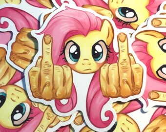 MLP フラッターシャイ フリップオフ ダイカットステッカー