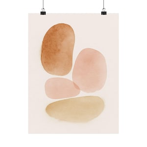 Impresión de arte mural abstracto en acuarela neutra, póster A3, decoración minimalista bohemia para el hogar, arte moderno en tonos tierra